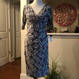 Gray & White Lauren Ralph Lauren sheath dress sz14